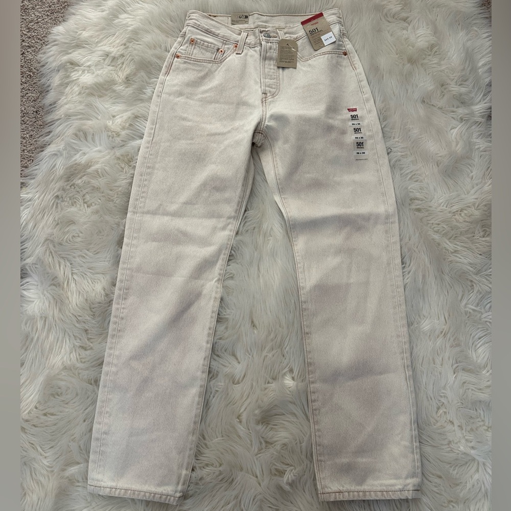 NWT Levi’s 501 high rise straight leg jeans cloudy safari tan 26X30